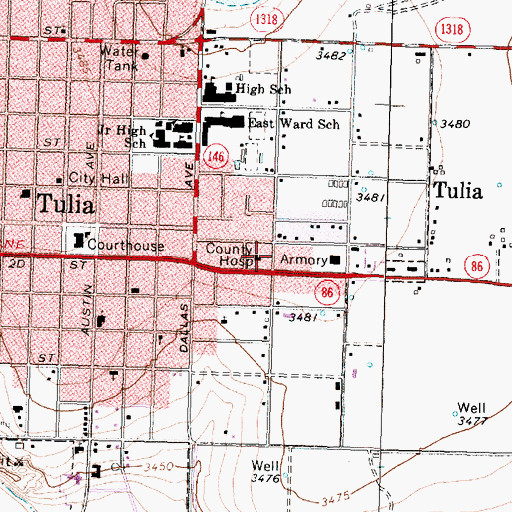 Topographic Map of Swisher Memorial Hospital, TX