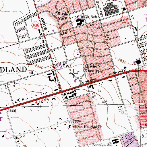 Topographic Map of Cook Children's Multi - Specialty Center Midland, TX