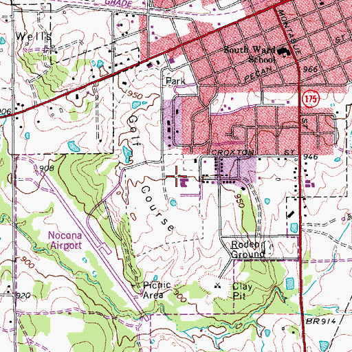 Topographic Map of Nocona General Hospital, TX