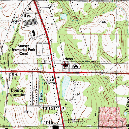 Topographic Map of Nacogdoches Medical Center, TX