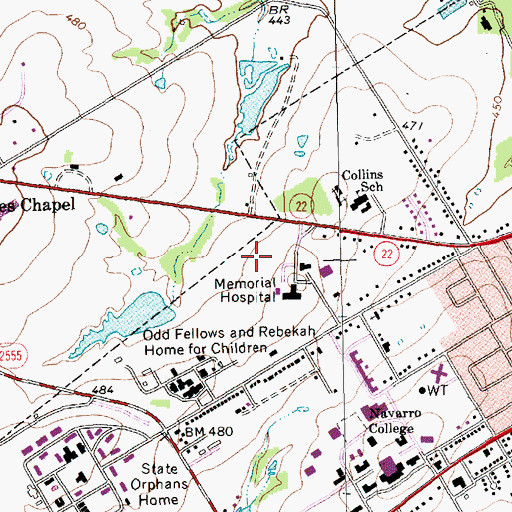 Topographic Map of Navarro Regional Hospital, TX