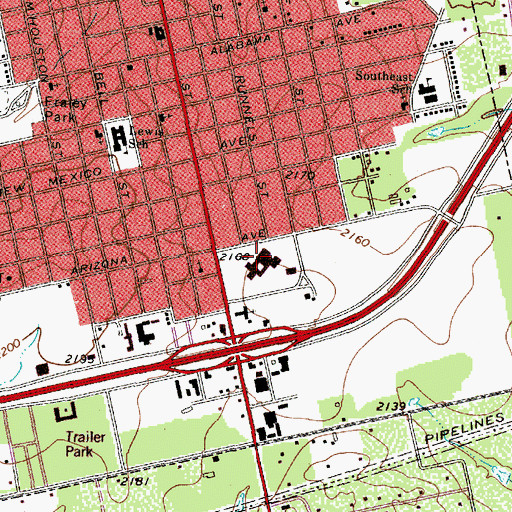 Topographic Map of Rolling Plains Memorial Hospital, TX