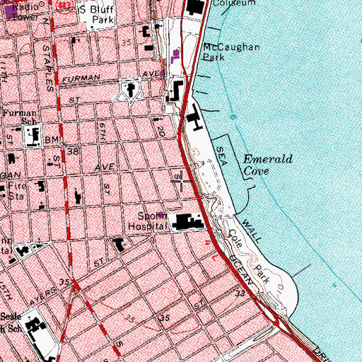 Topographic Map of CHRISTUS Spohn Hospital Corpus Christi - Shoreline, TX