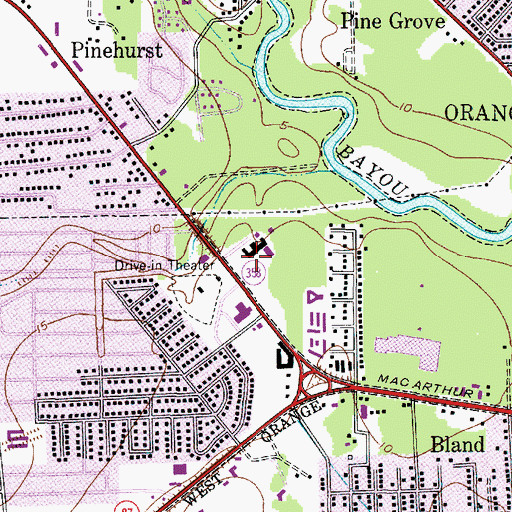 Topographic Map of Baptist Hospitals of Southeast Texas Orange Campus, TX