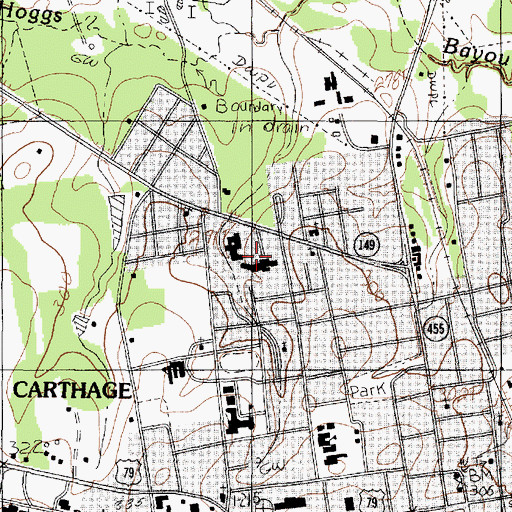 Topographic Map of East Texas Medical Center, TX