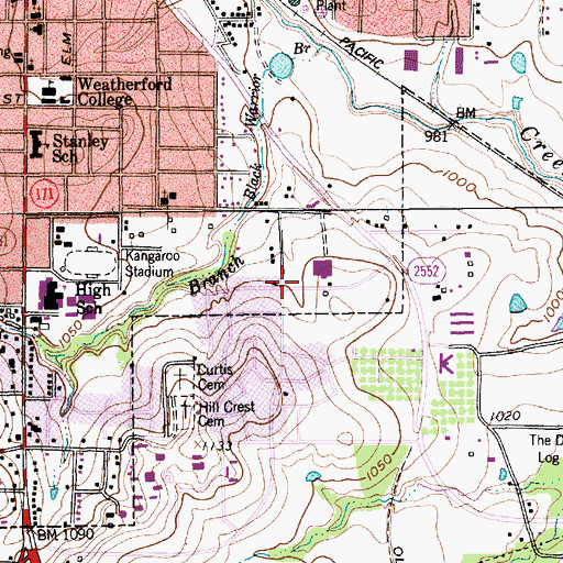 Topographic Map of Campbell Health System, TX