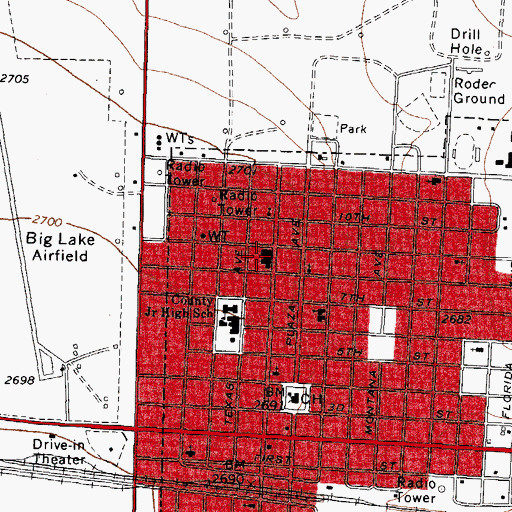 Topographic Map of Reagan Memorial Hospital, TX