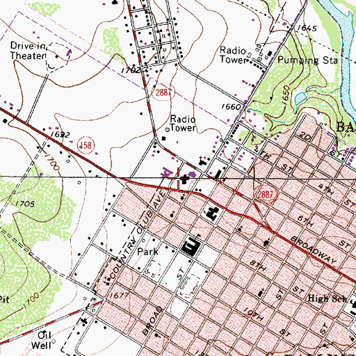 Topographic Map of Ballinger Memorial Hospital, TX