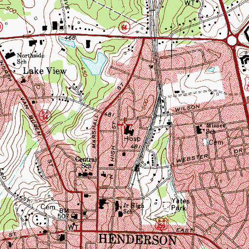 Topographic Map of East Texas Medical Center Henderson, TX