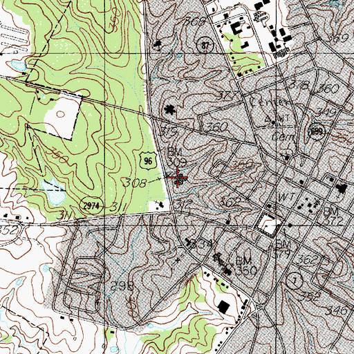 Topographic Map of Shelby Regional Medical Center, TX