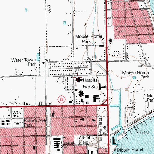 Topographic Map of Palacios Community Medical Center, TX
