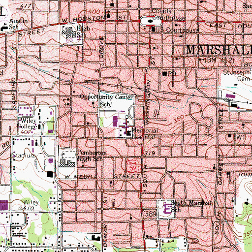 Topographic Map of Good Shepherd Medical Center, TX