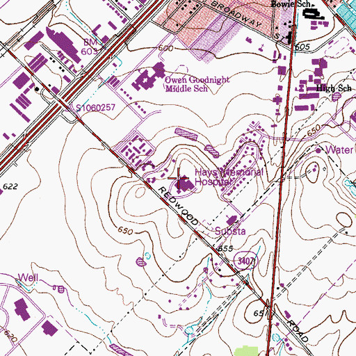 Topographic Map of Central Texas Medical Center, TX