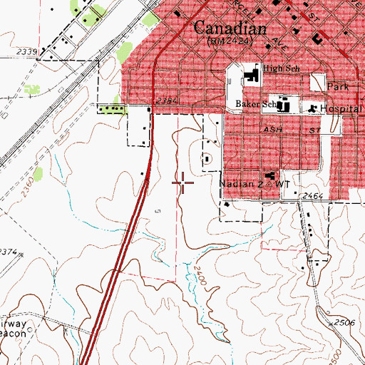Topographic Map of Hemphill County Hospital, TX