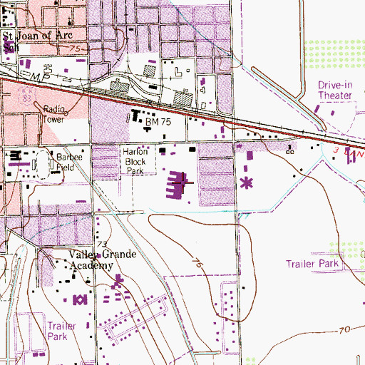 Topographic Map of Knapp Medical Center, TX
