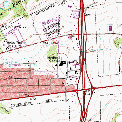 Topographic Map of Hill Regional Hospital, TX