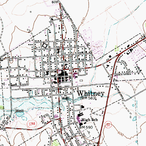 Topographic Map of Lake Whitney Medical Center, TX