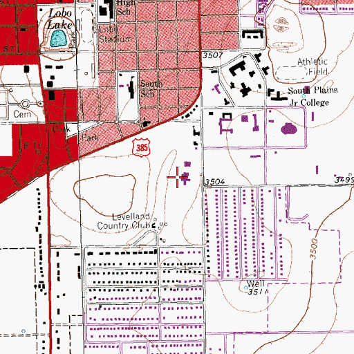 Topographic Map of Covenant Hospital Levelland, TX