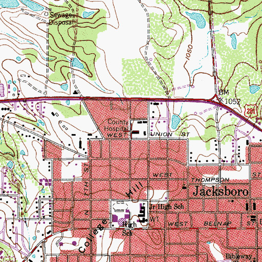 Topographic Map of Faith Community Hospital, TX