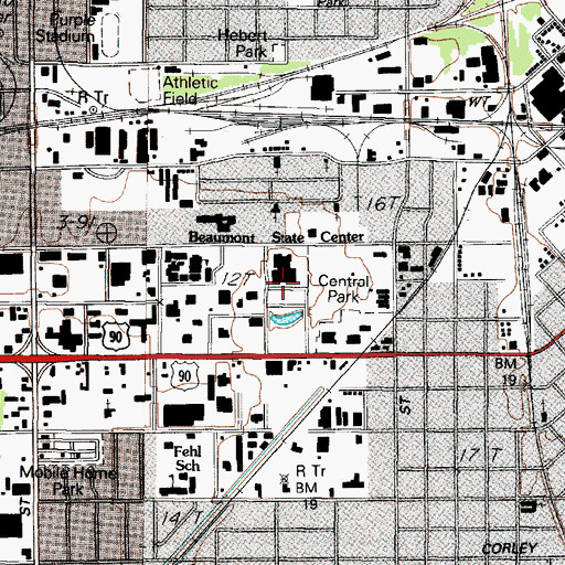 Topographic Map of Baptist Hospitals of Southeast Texas, TX