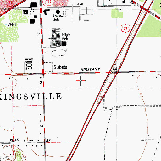 Topographic Map of Christus Spohn Hospital - Kleberg, TX