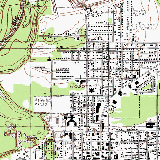 Topographic Map of Liberty Dayton Regional Medical Center, TX