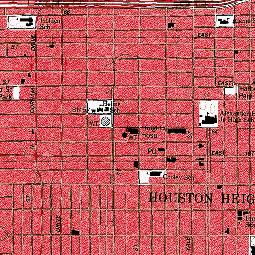 Topographic Map of Select Specialty Hospital - Houston Heights, TX