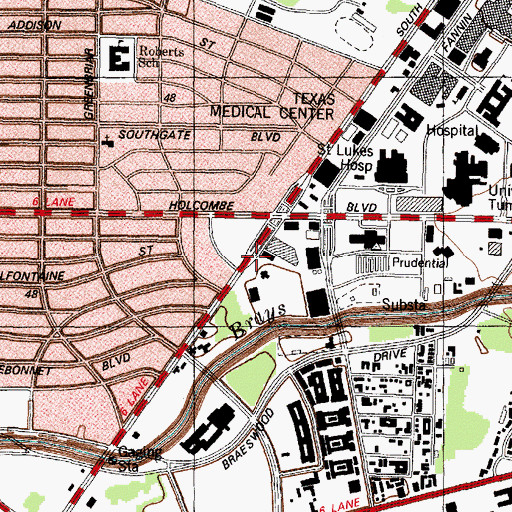 Topographic Map of Shriners Hospital for Children, TX