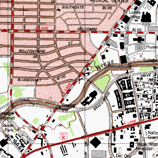 Topographic Map of Texas Orthopedic Hospital, TX