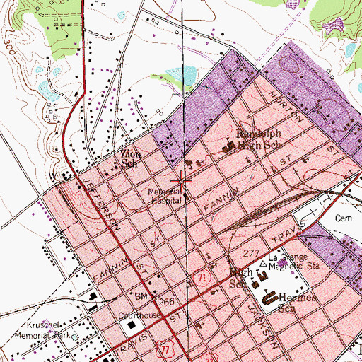 Topographic Map of Fayette Memorial Hospital, TX