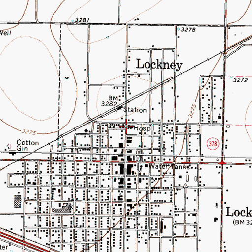Topographic Map of W J Mangold Memorial Hospital, TX