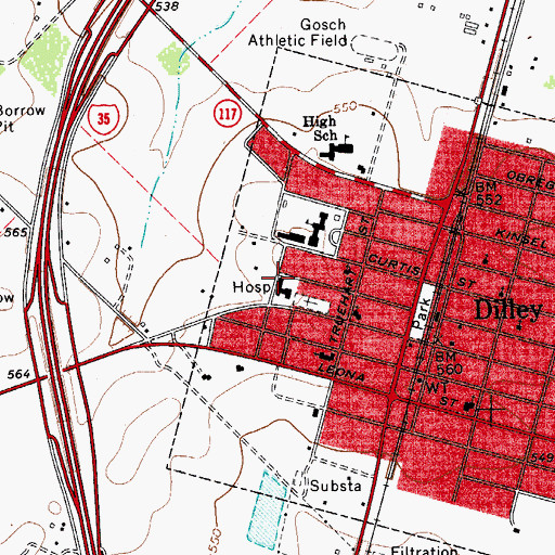 Topographic Map of Nix Community General Hospital, TX