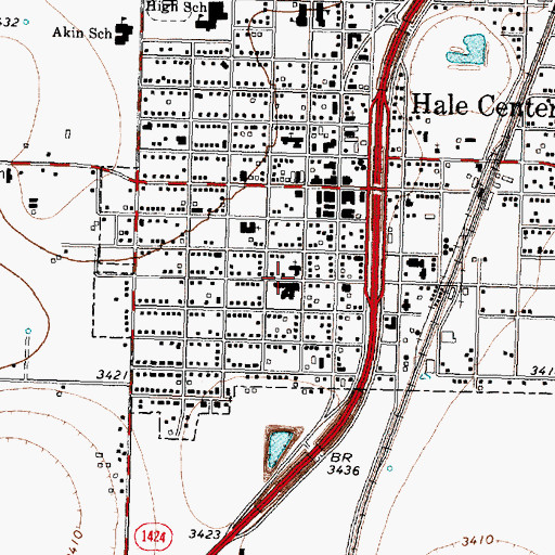 Topographic Map of Hi - Plains Hospital, TX