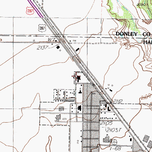 Topographic Map of Hall County Hospital, TX