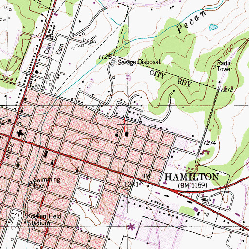 Topographic Map of Hamilton General Hospital, TX