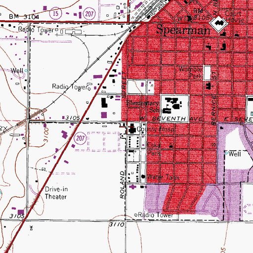 Topographic Map of Hansford County Hospital District, TX