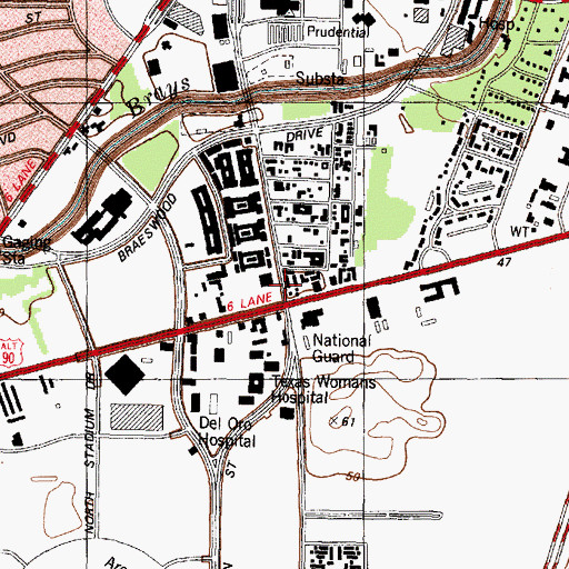 Topographic Map of CASA - A Special Hospital, TX