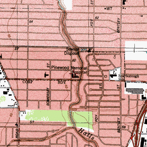 Topographic Map of Saint Anthony's Hospital, TX