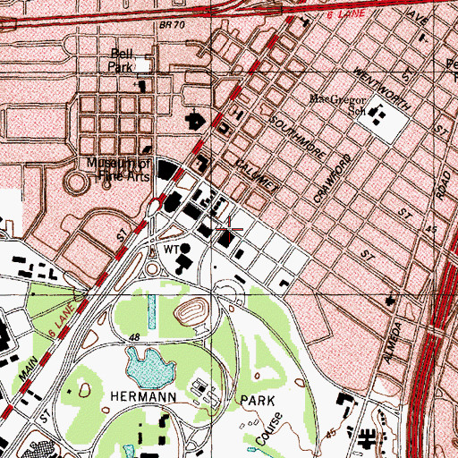Topographic Map of Park Plaza Hospital, TX