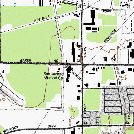 Topographic Map of Houston Methodist San Jacinto Hospital--Garth Campus, TX