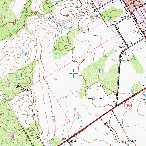 Topographic Map of Ennis Regional Medical Center, TX