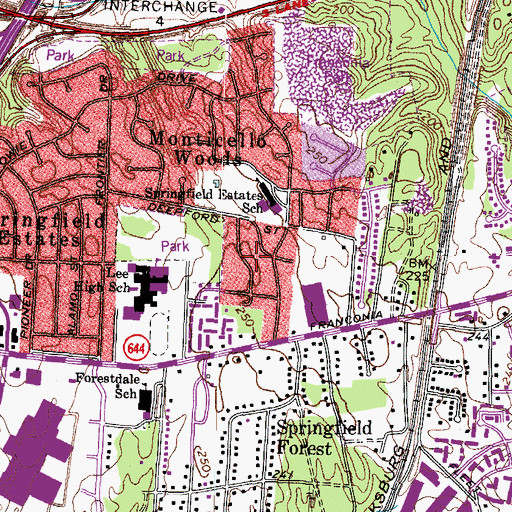 Topographic Map of Springfield Square, VA