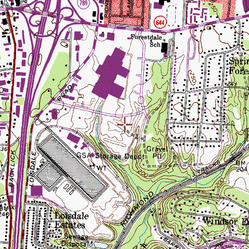 Topographic Map of Springfield Station, VA