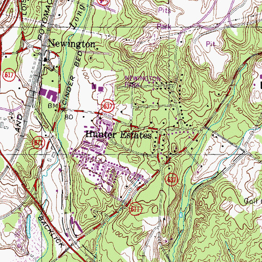 Topographic Map of Newberry Station, VA