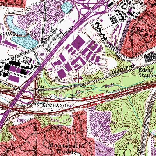 Topographic Map of Shirley Edsall Industrial Park, VA