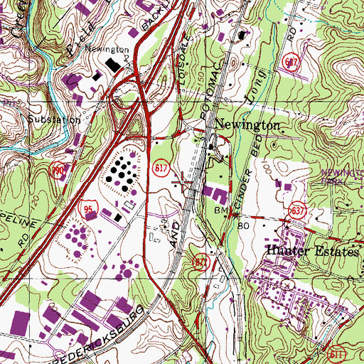 Topographic Map of Newington Industrial Park, VA