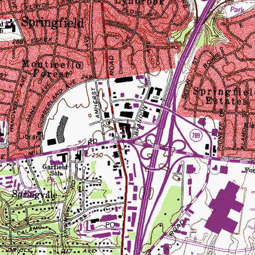 Topographic Map of Tower Shopping Center, VA