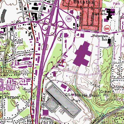 Topographic Map of Springfield Mall Square Shopping Center, VA