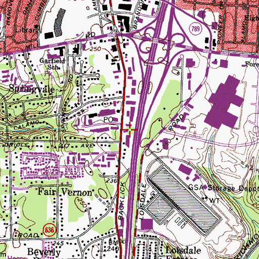 Topographic Map of Springfield Garden Shopping Center, VA