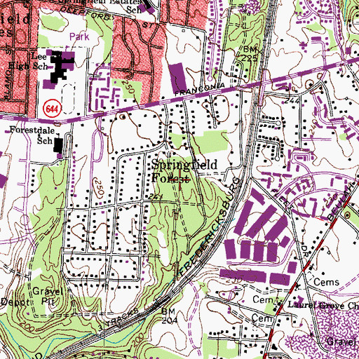 Topographic Map of Franconia Forest Park, VA
